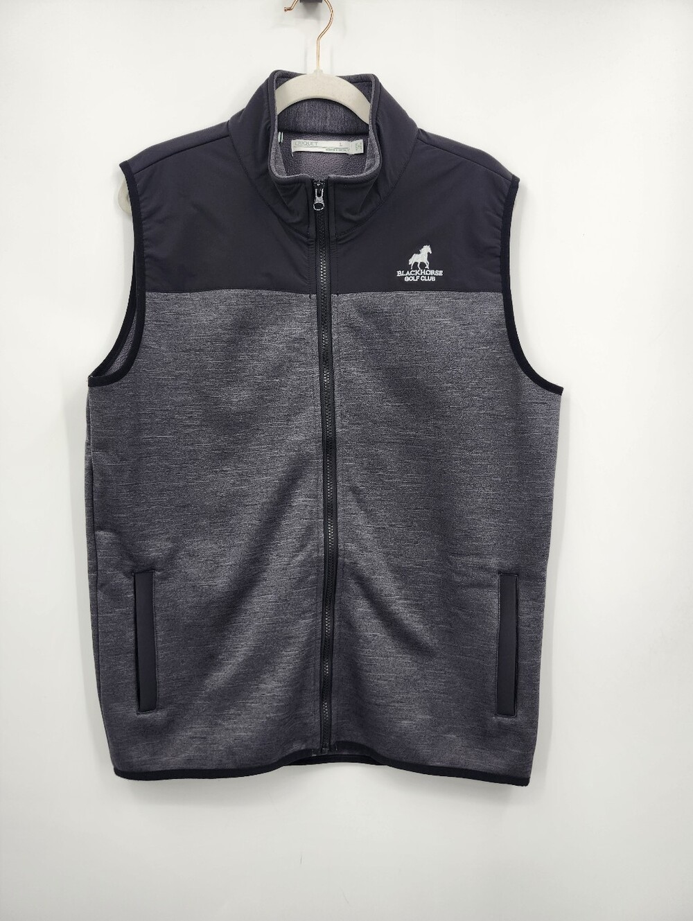 Criquet Vest Black and gray Black horse golf club Chest Logo Sz L